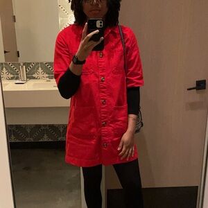 everlane denim button up mini dress